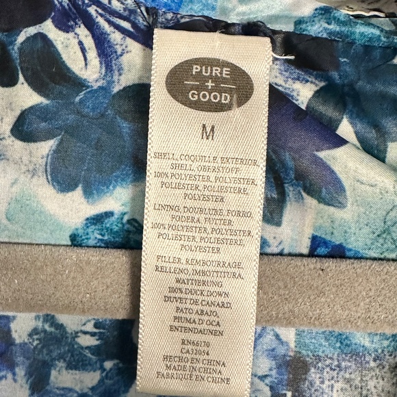 Pure + Good Anthropologie Floral Puffer Vest – Hooded, Lightweight, Watercolor - Picture 4 of 8